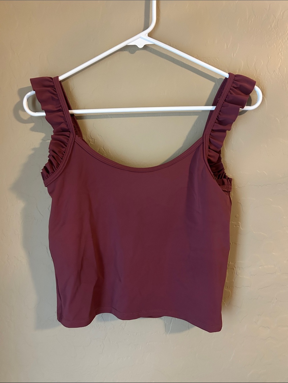 Kortni Jeane Ruffle Strap Tank Top in Wine